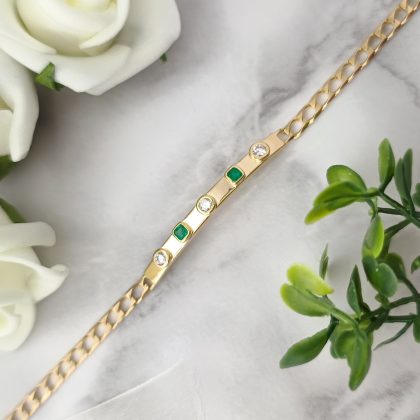 PULSERA ORO AMARILLO ESMERALDA DIAMANTE