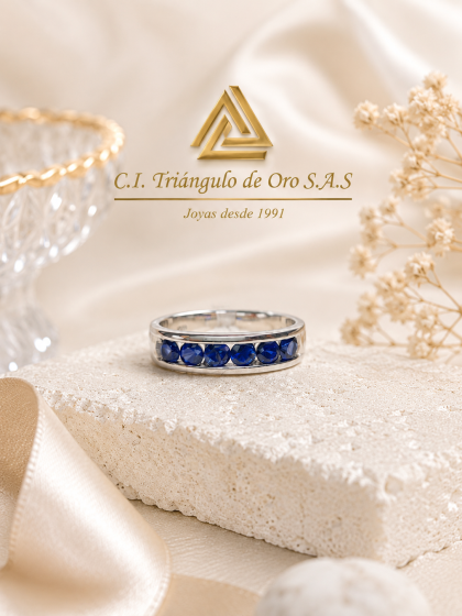 Anillo Zafiro Oro Blanco 18K