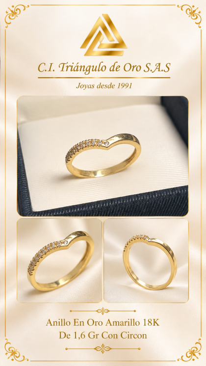 Anillo En Oro Amarillo 18K Con Circon
