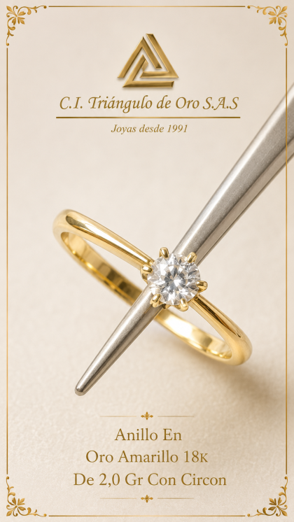 Anillo En Oro Amarillo 18K Con Circon