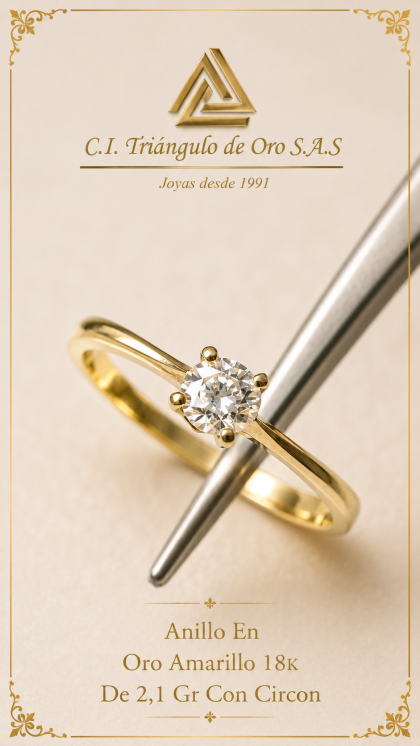 Anillo En Oro Amarillo 18K Con Circon