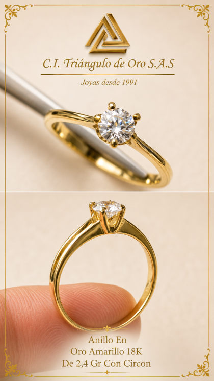 Anillo En Oro Amarillo 18K Con Circon