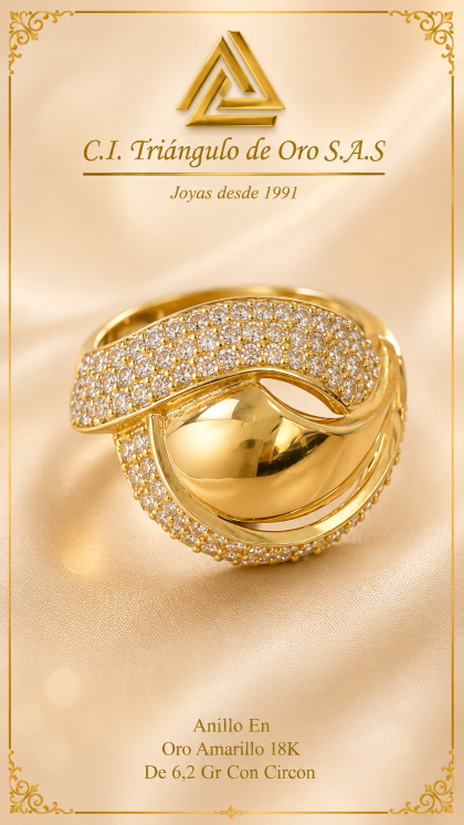 Anillo En Oro Amarillo 18K Con Circon