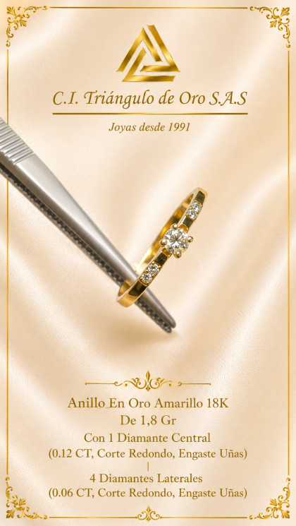 Anillo En Oro Amarillo 18K Con Diamantes