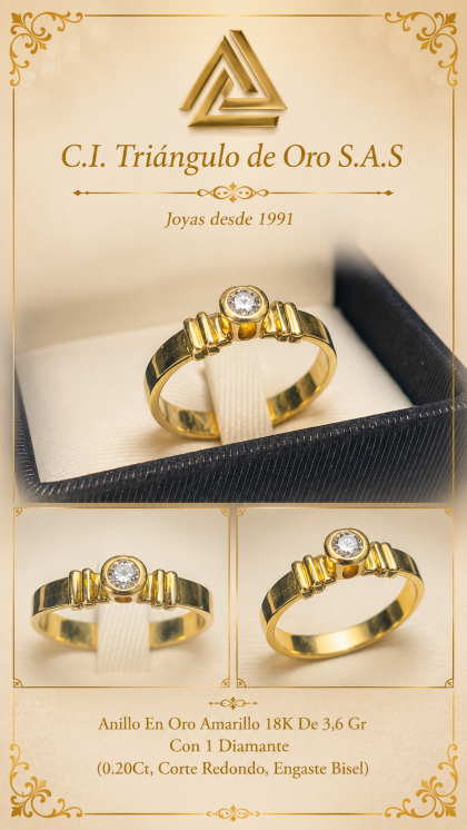 Anillo En Oro Amarillo 18K Con Diamante