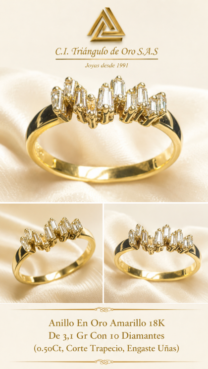 Anillo En Oro Amarillo 18K Con Diamantes