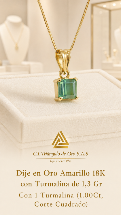 Dije en Oro Amarillo 18K con Turmalina