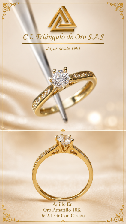 Anillo En Oro Amarillo 18K Con Circon