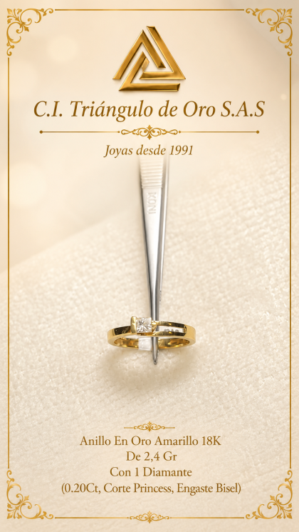 Anillo En Oro Amarillo 18K Con Diamante
