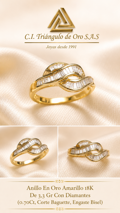Anillo En Oro Amarillo 18K Con Diamantes