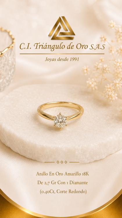 Anillo En Oro Amarillo 18K Con Diamante