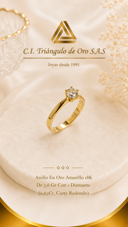 Anillo En Oro Amarillo 18K Con Diamante