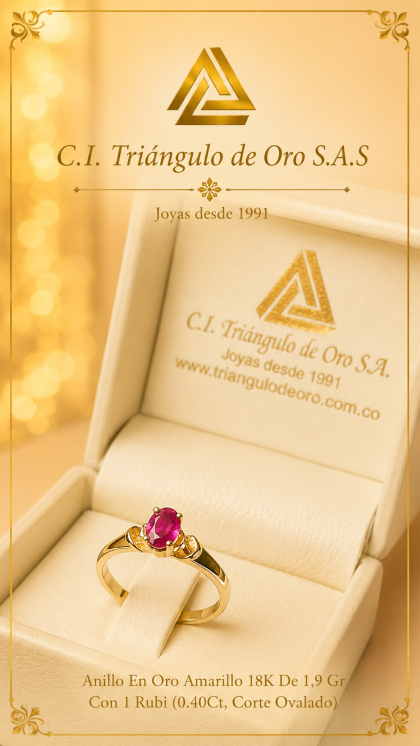 Anillo En Oro Amarillo 18K Con Rubi