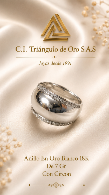 Anillo En Oro Blanco 18K Con Circon
