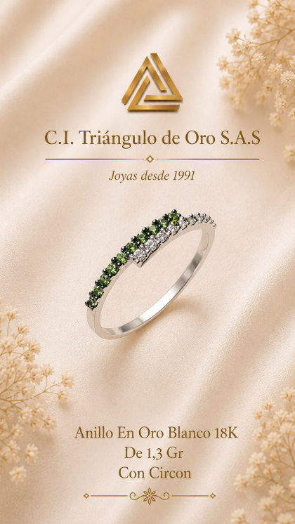 Anillo En Oro Blanco 18K Con Circon