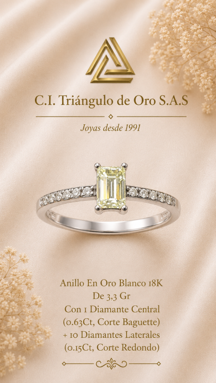 Anillo En Oro Blanco 18K Con Diamantes