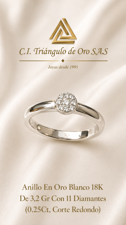 Anillo En Oro Blanco 18K Con Diamantes