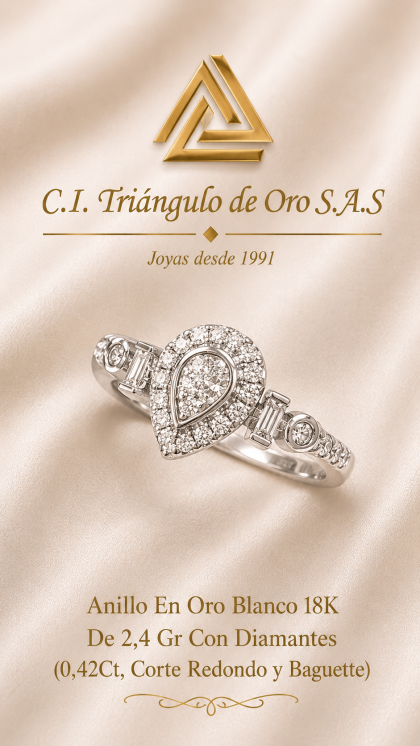Anillo En Oro Blanco 18K Con Diamantes