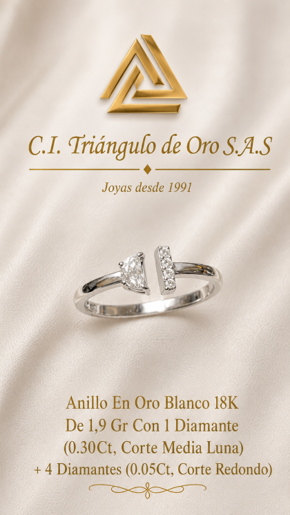 Anillo En Oro Blanco 18K Con Diamantes