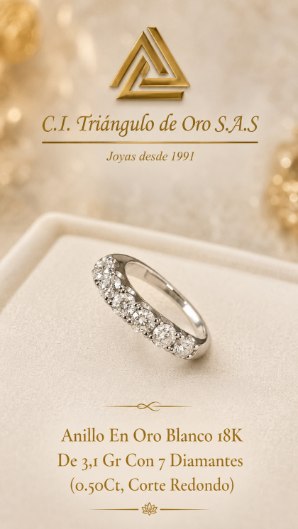 Anillo En Oro Blanco 18K Con Diamantes