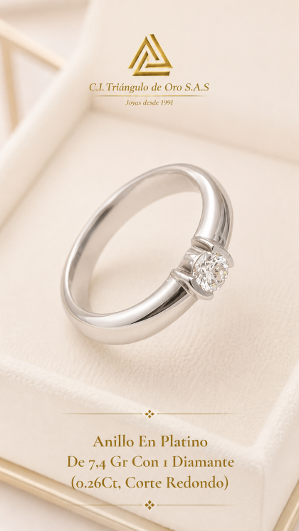Anillo En Platino Con Diamante