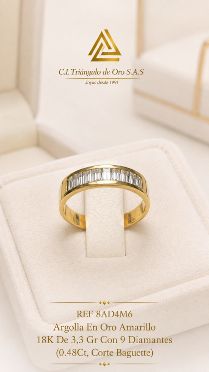 Argolla En Oro Amarillo 18K Con Diamantes