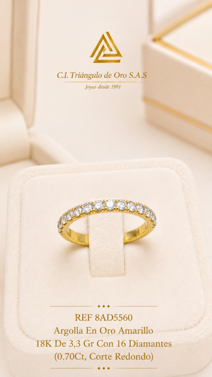 Argolla En Oro Amarillo 18K Con Diamantes