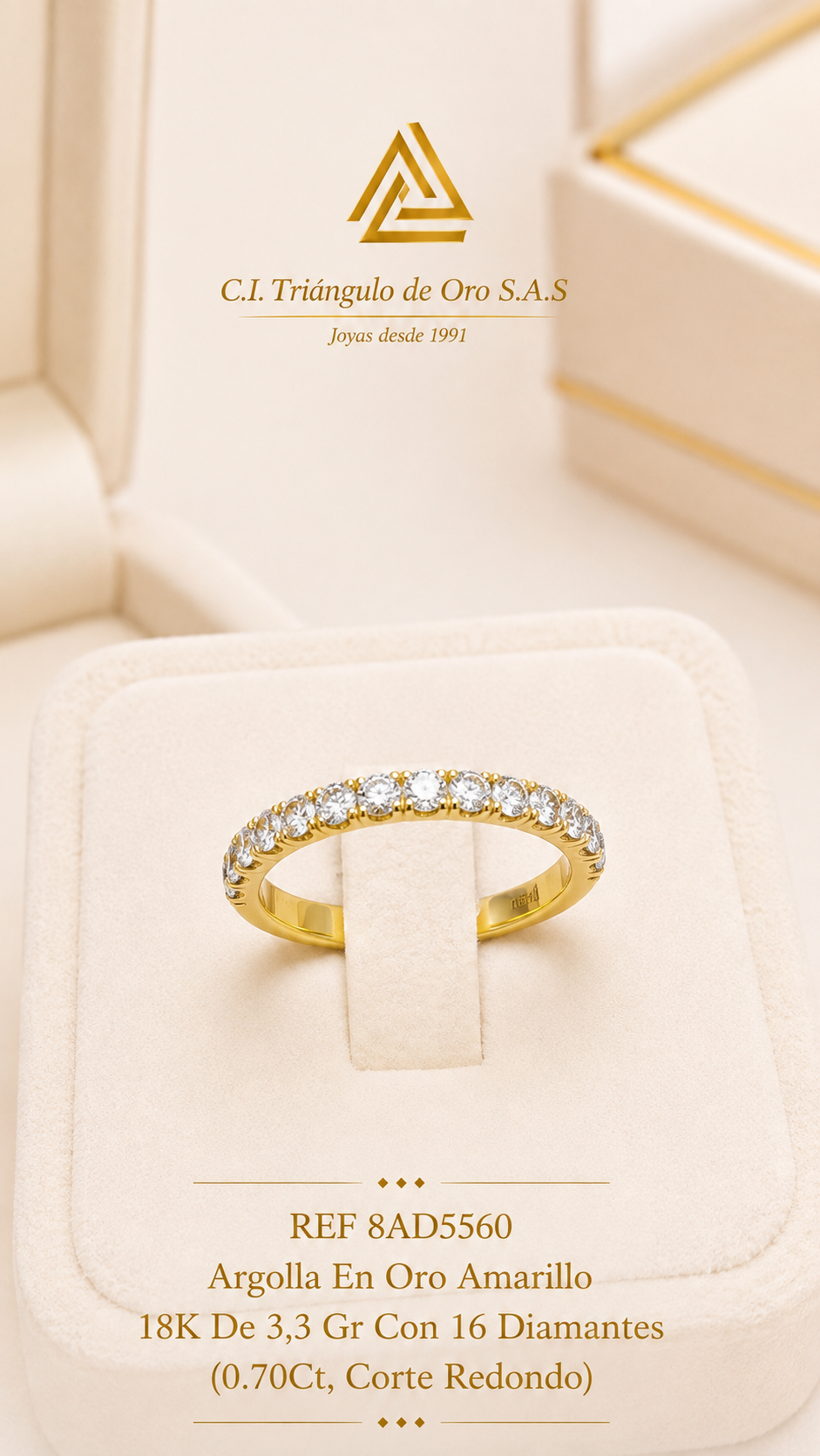 Argolla En Oro Amarillo 18K Con Diamantes