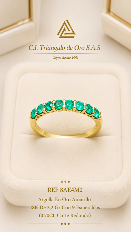 Argolla En Oro Amarillo 18K Con Esmeraldas