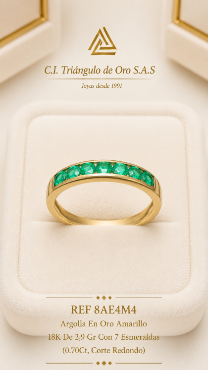 Argolla En Oro Amarillo 18K Con Esmeraldas