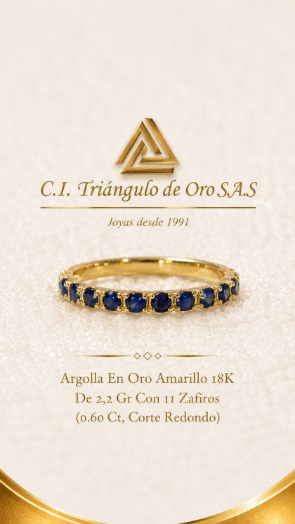 Argolla En Oro Amarillo 18K Con Zafiros