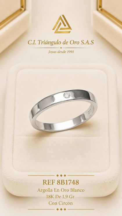 Argolla En Oro Blanco 18K Con Circon