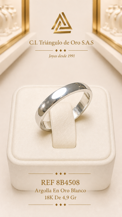Argolla En Oro Blanco 18K