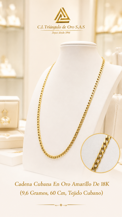 Cadena Cubana En Oro Amarillo De 18K