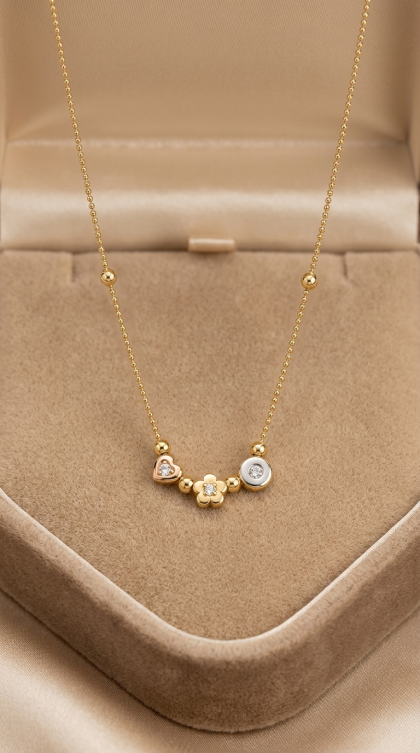 Gargantilla en oro combinado 18K con Circon