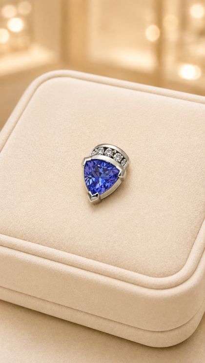 Dije en oro blanco 18K con Topacio y Diamantes