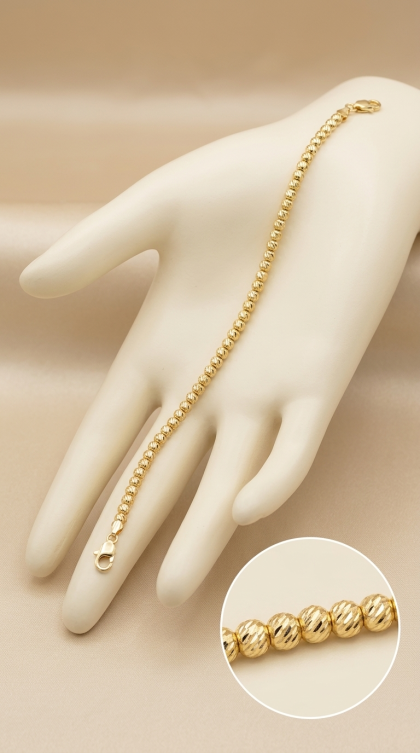 Pulsera En Oro Amarillo 18K de Balines Diamantados