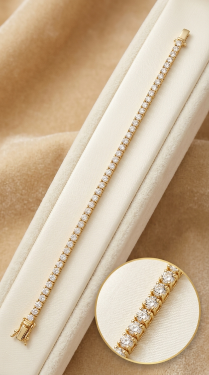 Pulsera En Oro Amarillo 18K Tennis Con Diamantes