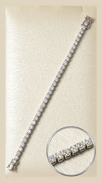Pulsera En Oro Blanco 18K Tennis Con Diamantes