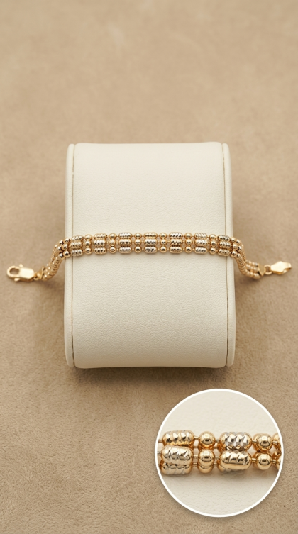 Pulsera En Oro Rosado 18K Tejido Fantasía