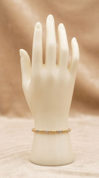 Aro En Oro Combinado 18K de Balines Diamantados