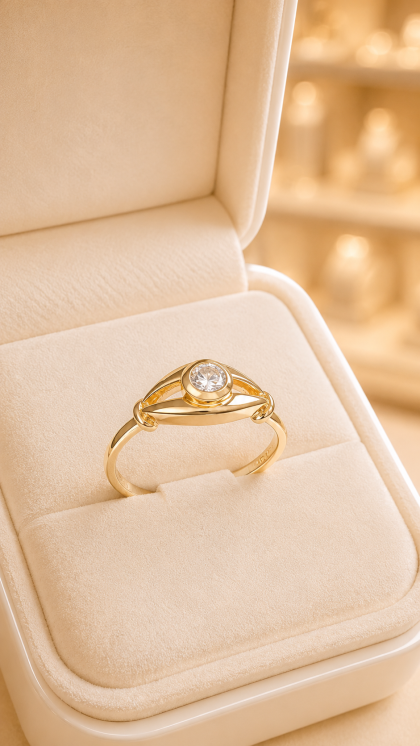 Anillo en oro amarillo 18K con Circon