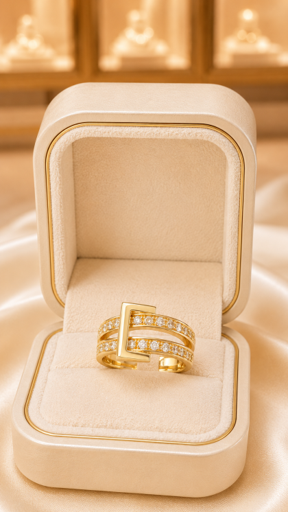 Anillo en oro amarillo 18K con Circon