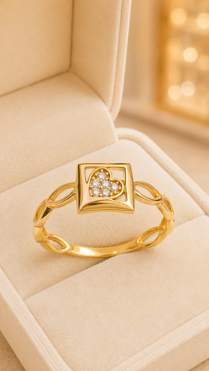Anillo en oro amarillo 18K con Circon