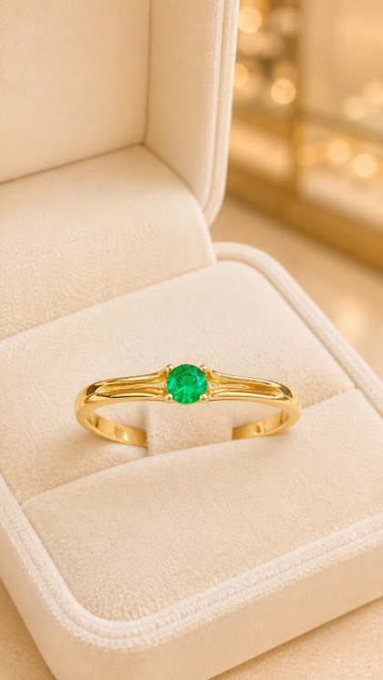 Anillo en oro amarillo 18K con Circon
