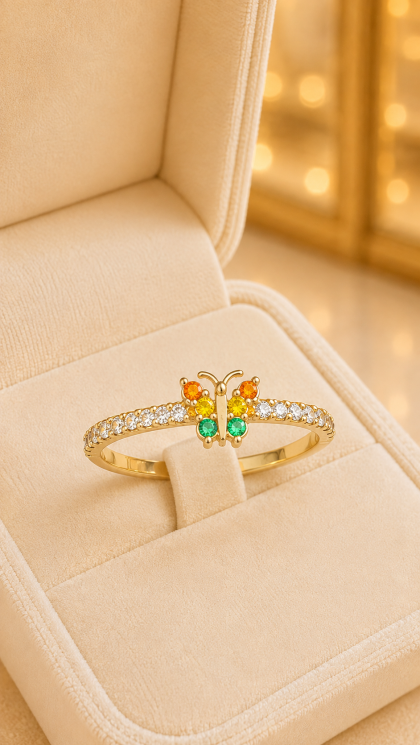 Anillo en oro amarillo 18K con Circon