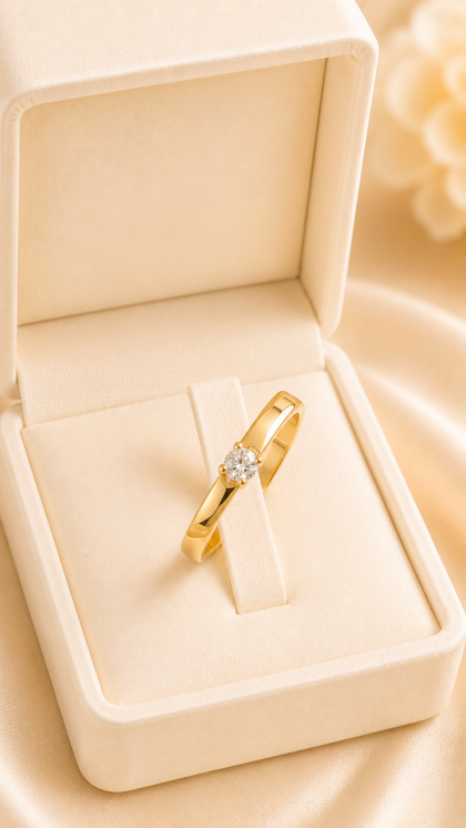 Anillo en oro amarillo 18K con Circon