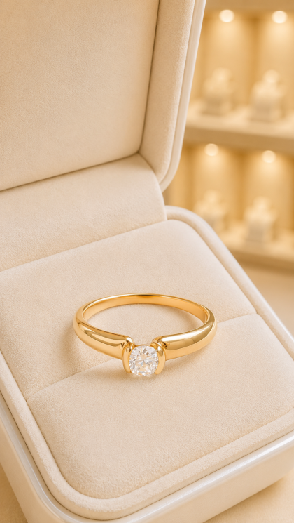 Anillo en oro amarillo 18K con Circon