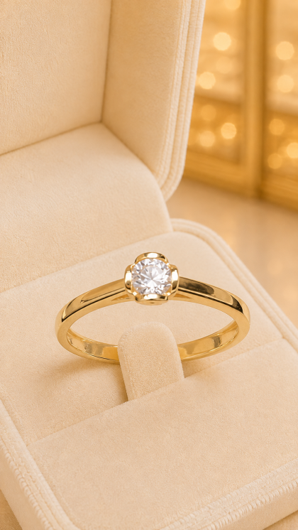 Anillo en oro amarillo 18K con Circon