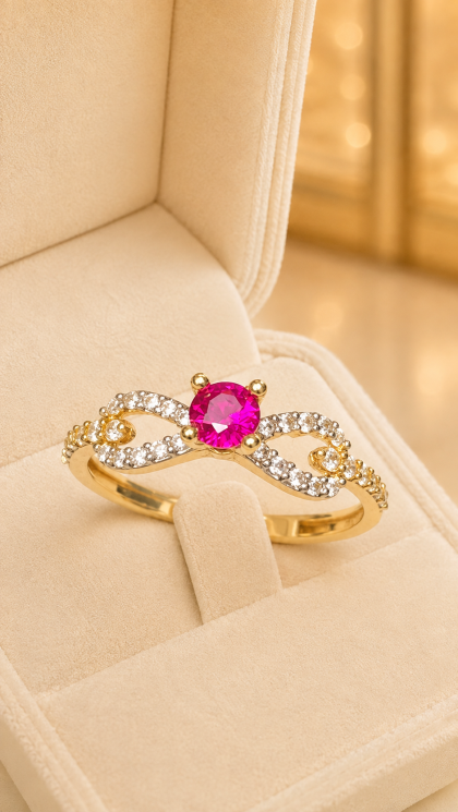 Anillo en oro amarillo 18K con Circon